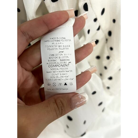 Allison New York Polka Dot Ruffle Trim Wrap Mini Dress White/Black Women's S - Picture 4 of 4